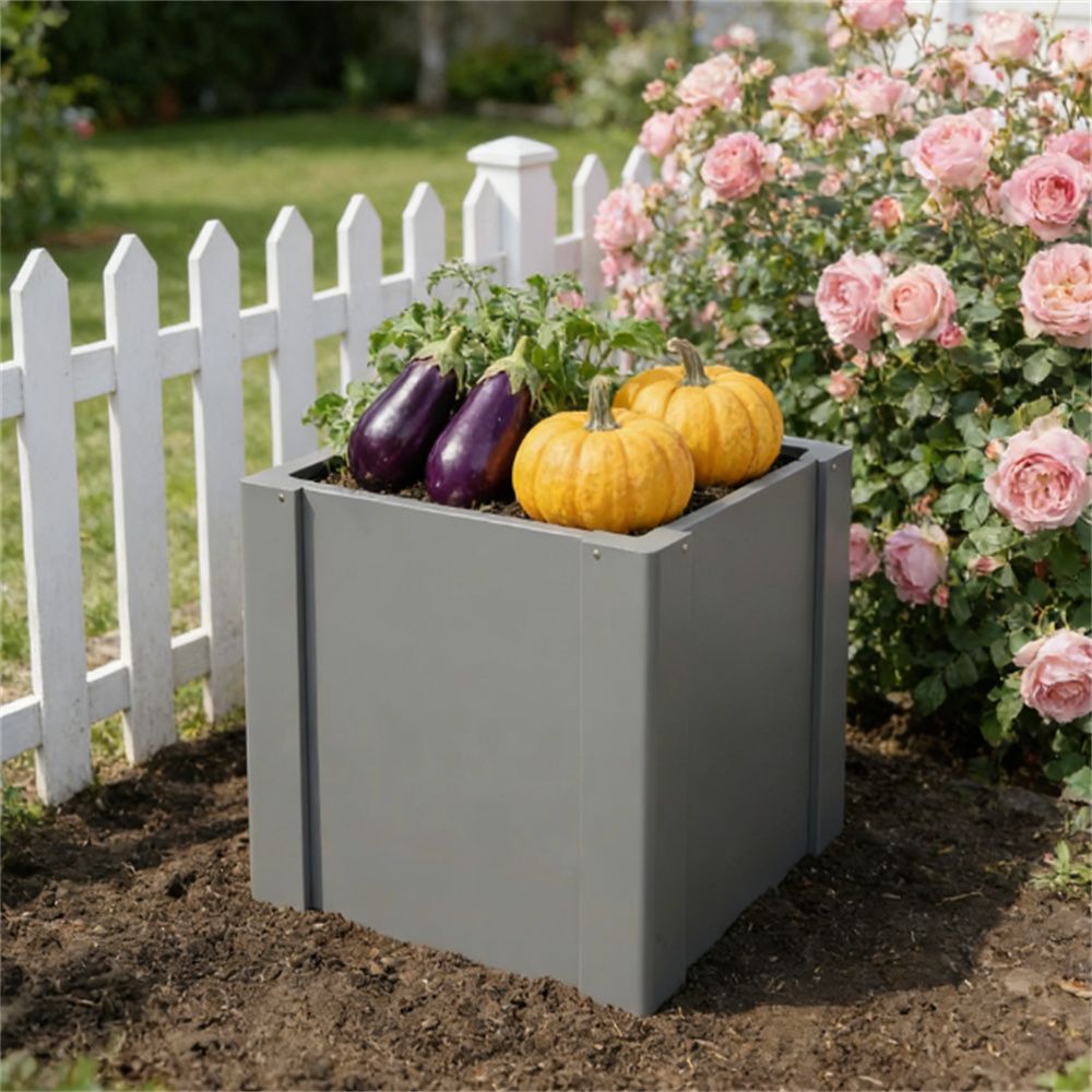 Outdoor elevated garden bed, flowerpot box, planting box, Gray