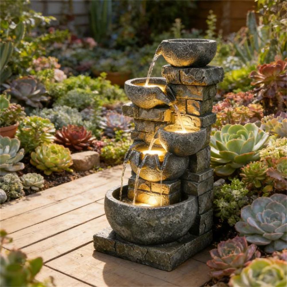 Outdoor Fountain, Garden Fountain with LED Lights Mixed