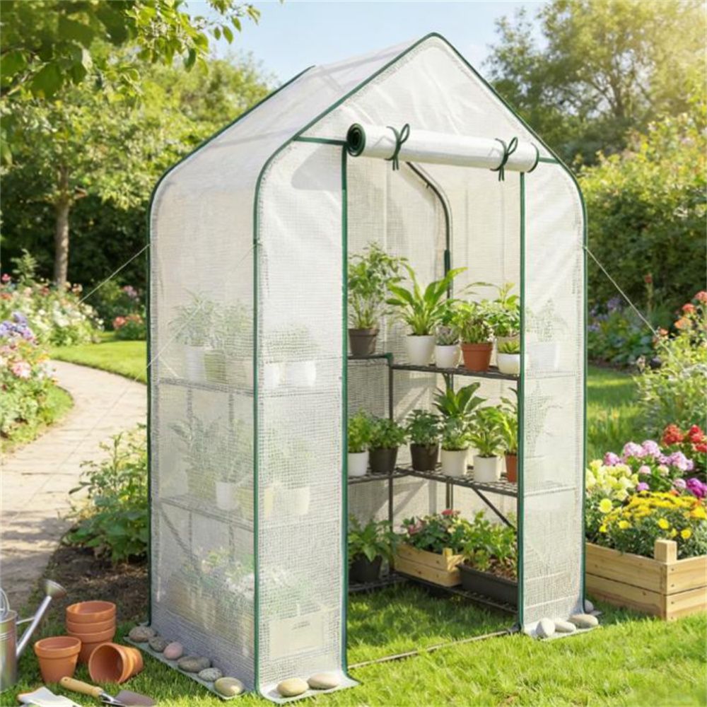 Outdoor greenhouse, portable greenhouse, planting box, white