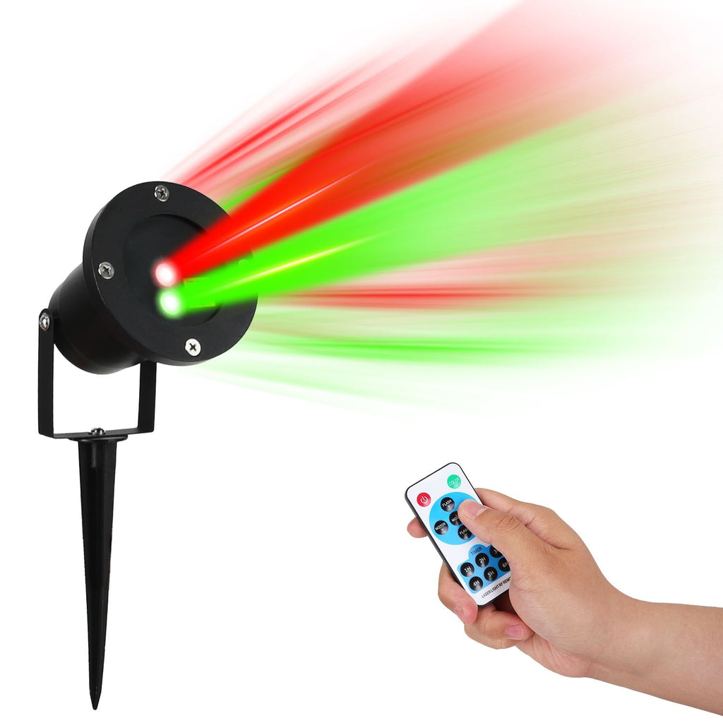 Outdoor Laser Projector Light Red and Green Projection Light with 3 Modes 12 Speeds 6Hrs Timer IP44 Waterproof Firefly Landscape Light for Christmas Halloween Holiday New Year GPCT5317