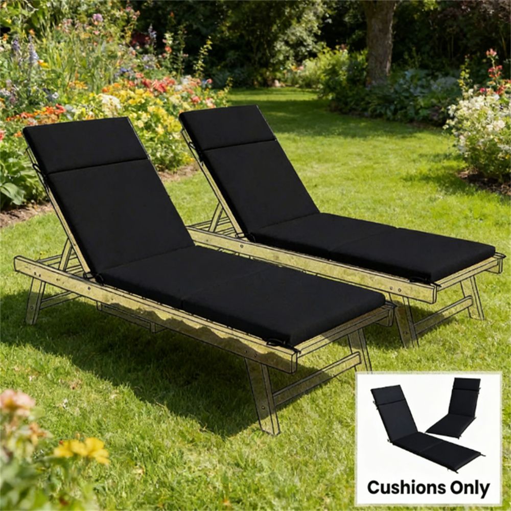 Outdoor lounge chair cushion 2-piece set, cushion, Navy Blue (Cushion only)