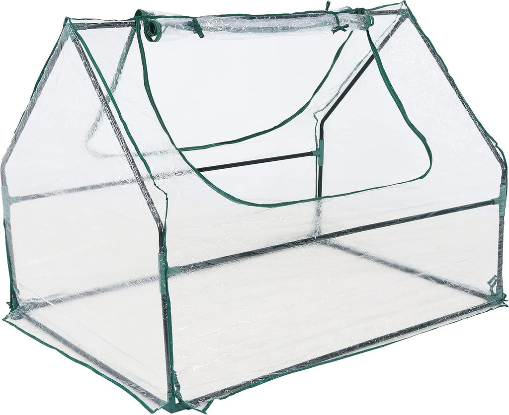 Outdoor Portable Mini Greenhouse Tent with 2 Zippered Side Doors and Iron Tube Frame - Clear - 4' x 3'