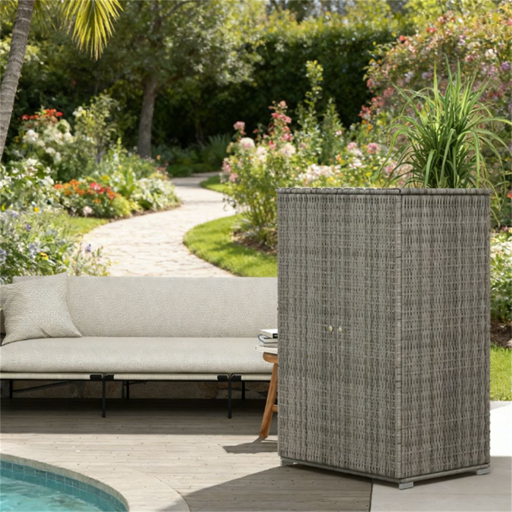 Outdoor storage cabinet, shelf, dark gray