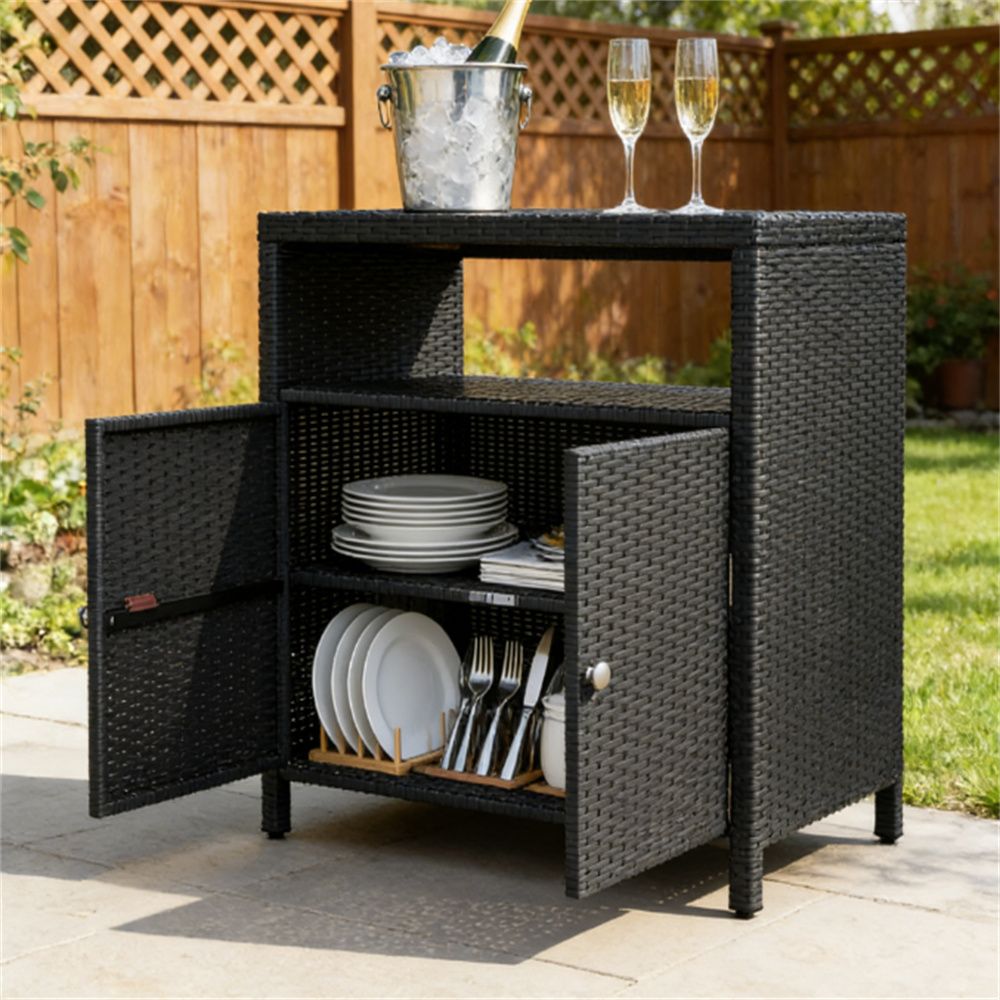 Outdoor storage cabinet, shelf, towel cabinet, black