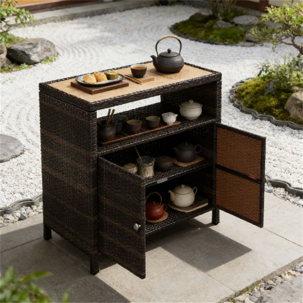 Outdoor storage cabinet, shelf, towel cabinet, brown