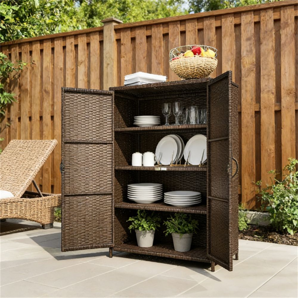 Outdoor storage cabinet, storage platform, coffee