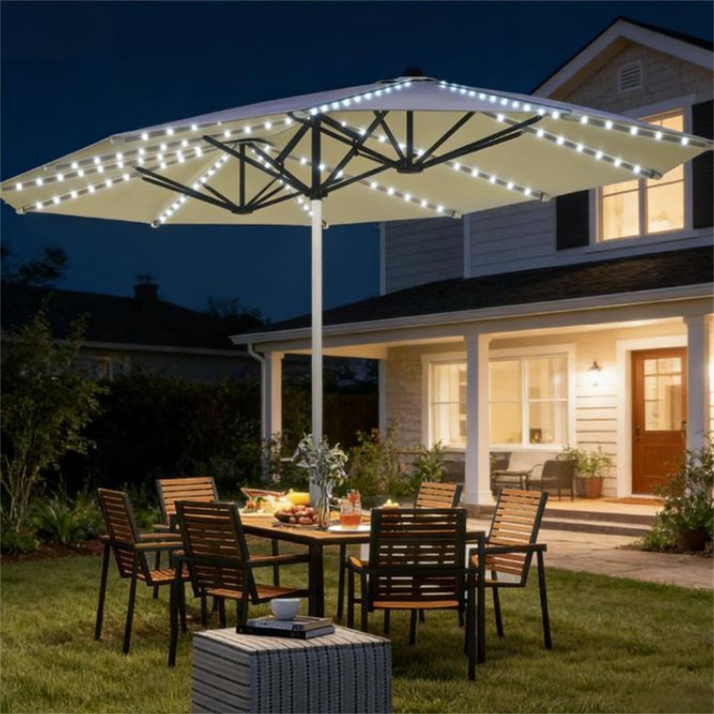 Outdoor sun umbrella, terrace umbrella, courtyard umbrella, cream white