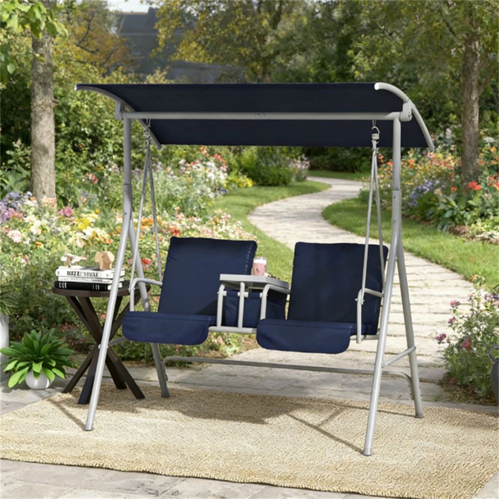 Outdoor swing, porch swing, garden chair, terrace swing chair, dark blue