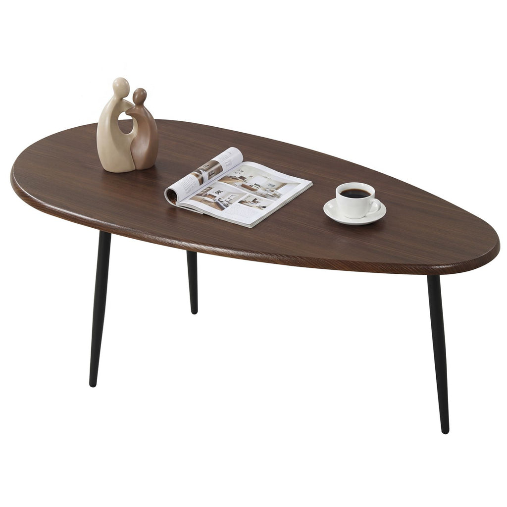 Oval Coffee Table Mid Century Center Table with Sturdy Metal Construction