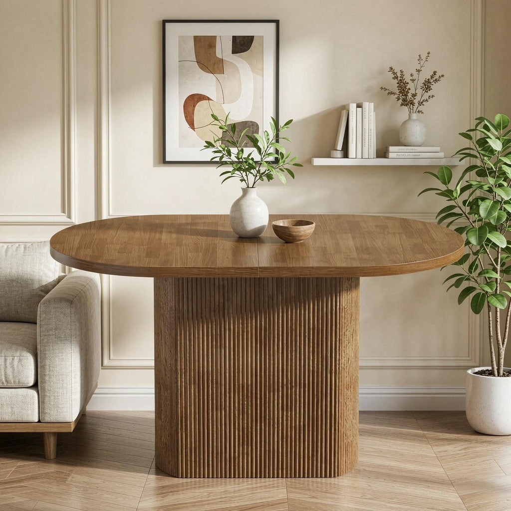 Oval Dining Table 47.24 Inch Kitchen Dinner Table with Hollow Base for 4 People