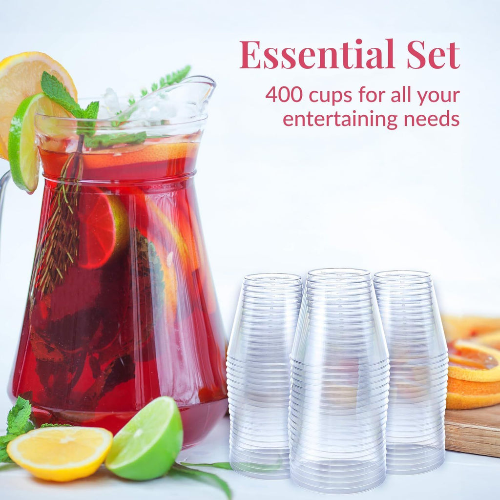 Pack of 400 Small Clear Plastic Cups - 5oz Disposable Cocktail Glasses - Stackable Plastic Party Tumblers for Serving Wine, Champagne, Punch, Soda, or Snacks