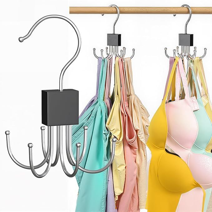 Pack Tank Top Hanger, Bra Hanger Organizer - 360° Rotatable Hooks Holds 36 Items, Space Saving Closet Organizers and Storage for Tank Top, Bras, Scarf, Purse etc. Bra Organzier for Closet
