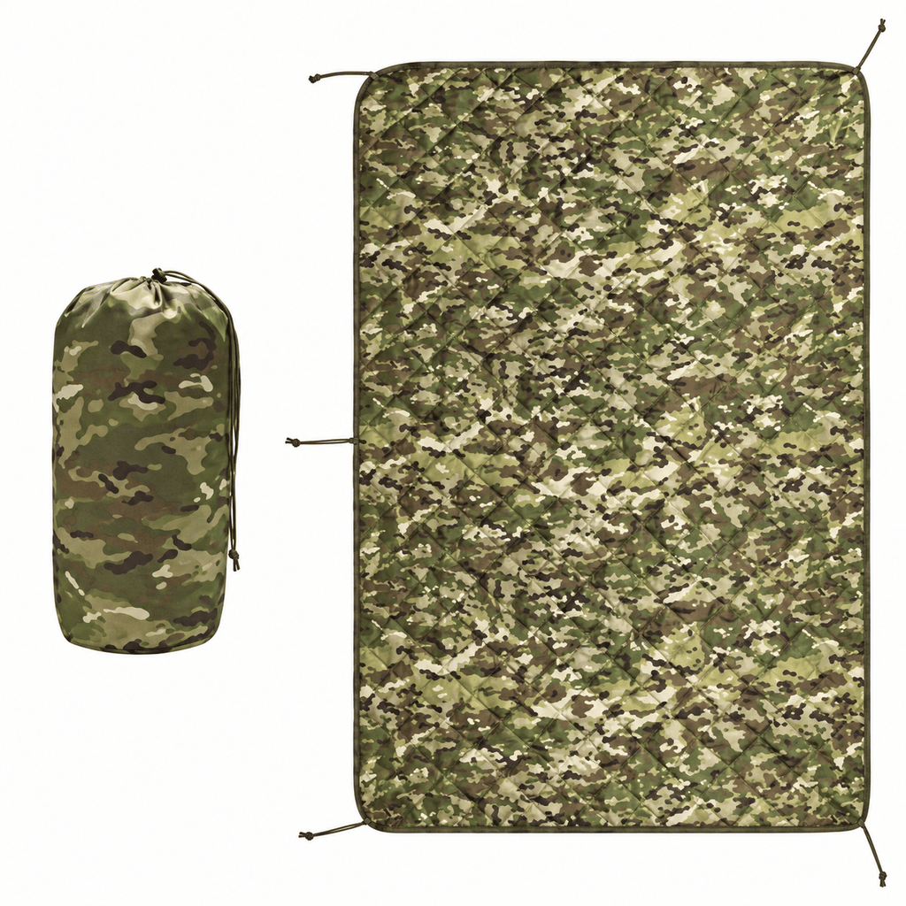 Packable Quilted Camping Blanket, 82 x 58 in, Outdoor Throw with Stuff Sack