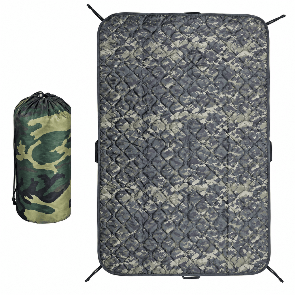 Packable Quilted Camping Blanket, 82 x 58 in, Outdoor Throw with Stuff Sack