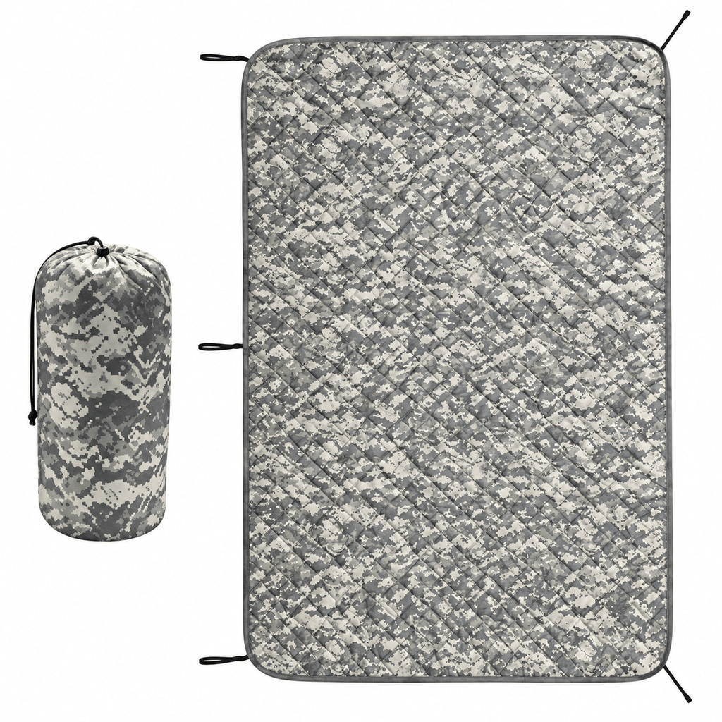 Packable Quilted Camping Blanket, 82 x 58 in, Outdoor Throw with Stuff Sack