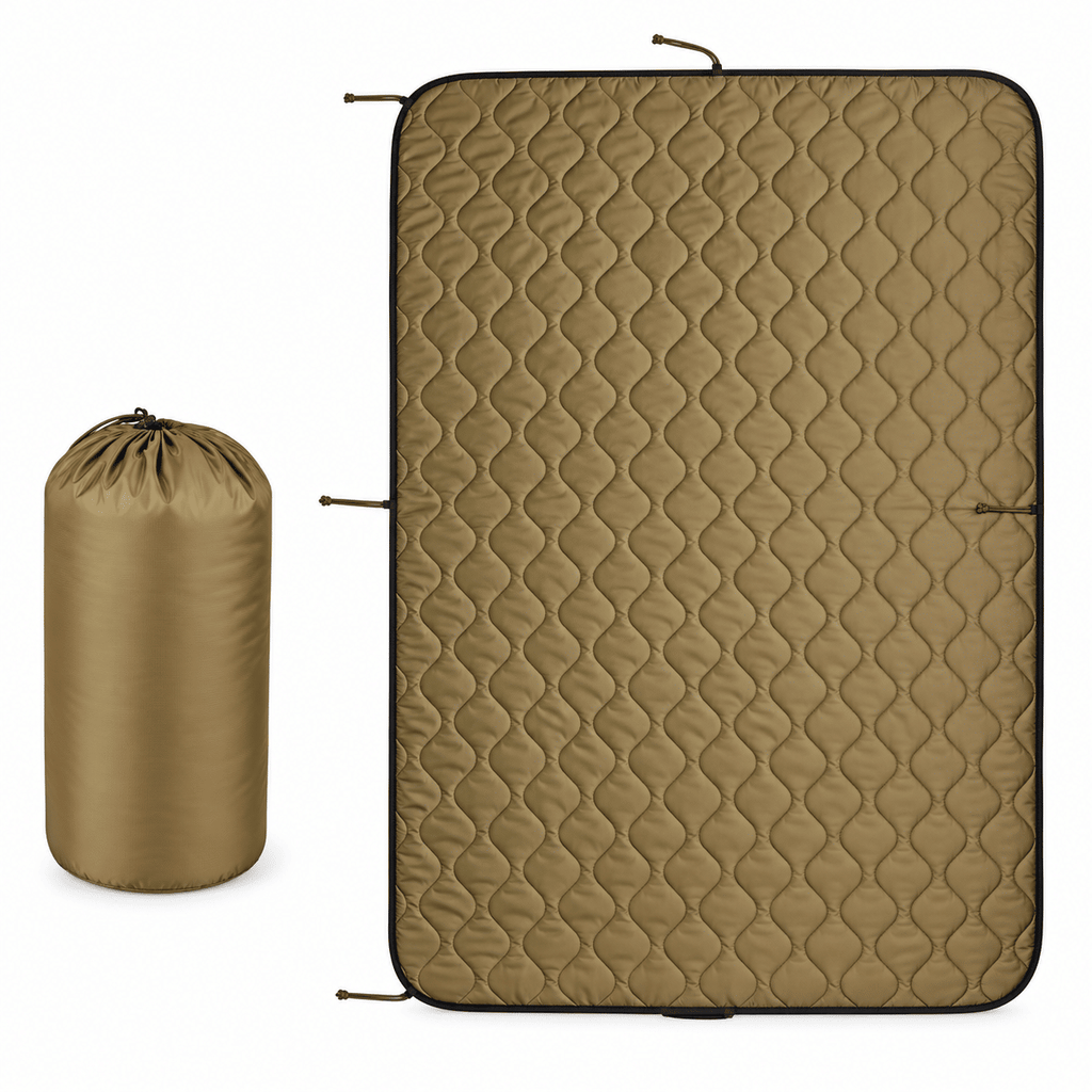 Packable Quilted Camping Blanket, 82 x 58 in, Outdoor Throw with Stuff Sack