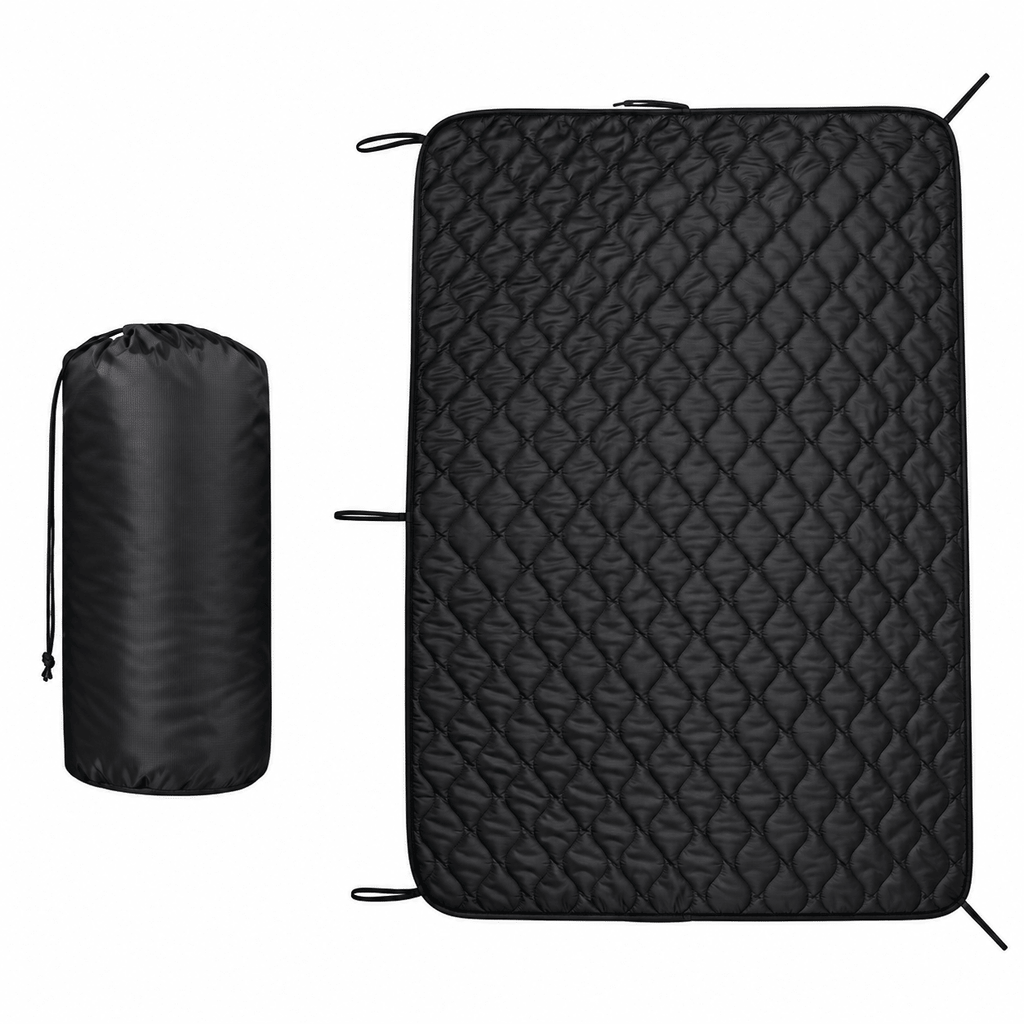 Packable Quilted Camping Blanket, 82 x 58 in, Outdoor Throw with Stuff Sack