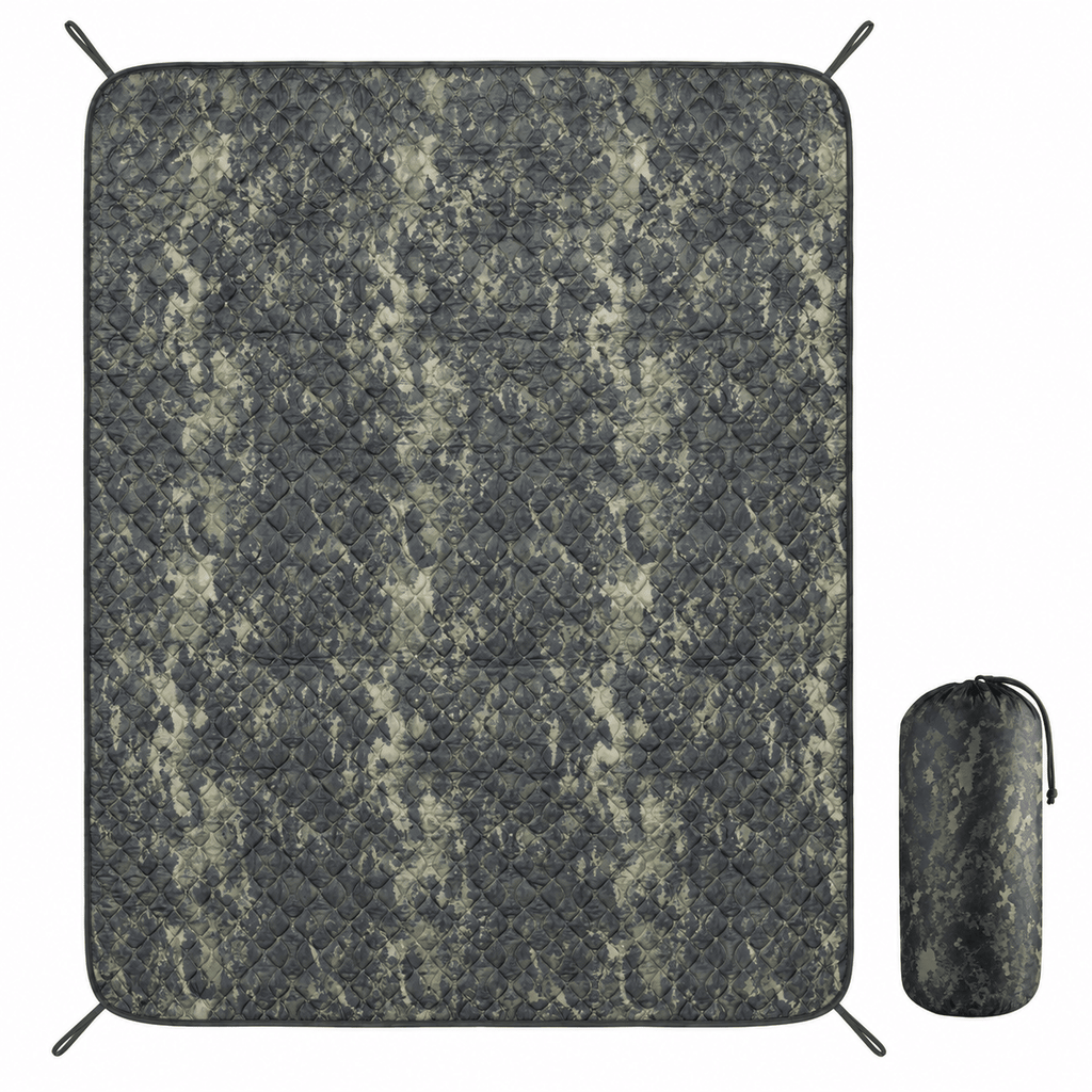 Packable Quilted Camping Blanket, 82 x 58 in, Outdoor Throw with Stuff Sack
