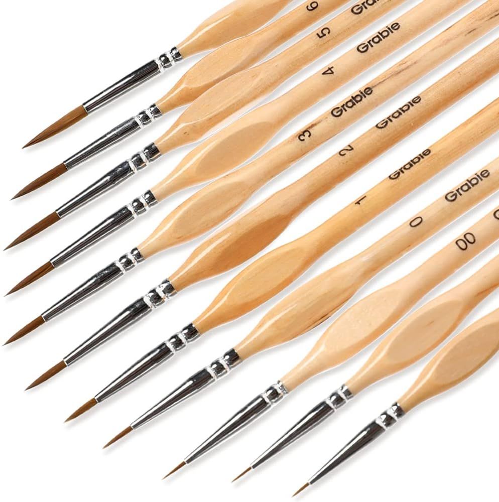 Paint Brush Set, 11 Pcs Miniature Brushes for Fine Detailing & Art Painting - Acrylic, Watercolor, Oil, Models and Gouache