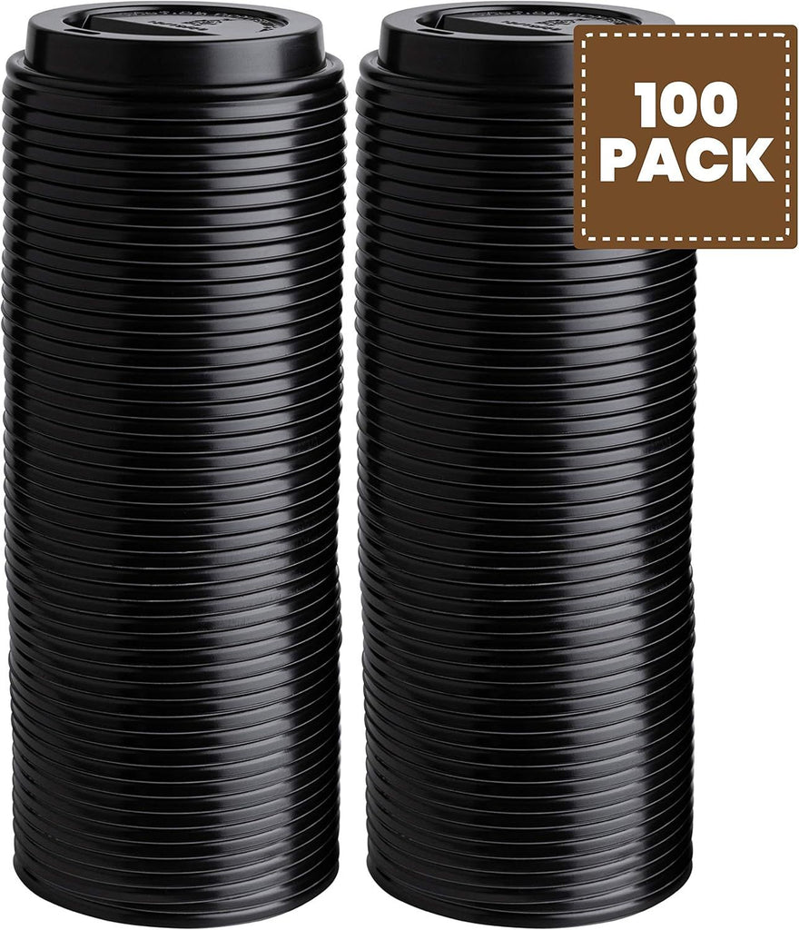 Paper Cups, Paper Coffee Cups - Disposable White Hot Cups for Coffee, Tea or Hot Chocolate. Great for Home and Office (100, Lids For 12,16,20, oz Hot Cups)