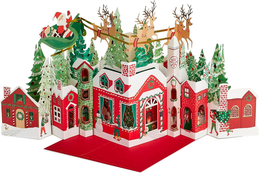 Paper Wonder Pop Up Jumbo Christmas Card Holiday Tabletop Decor (Accordion Fold Christmas Village)