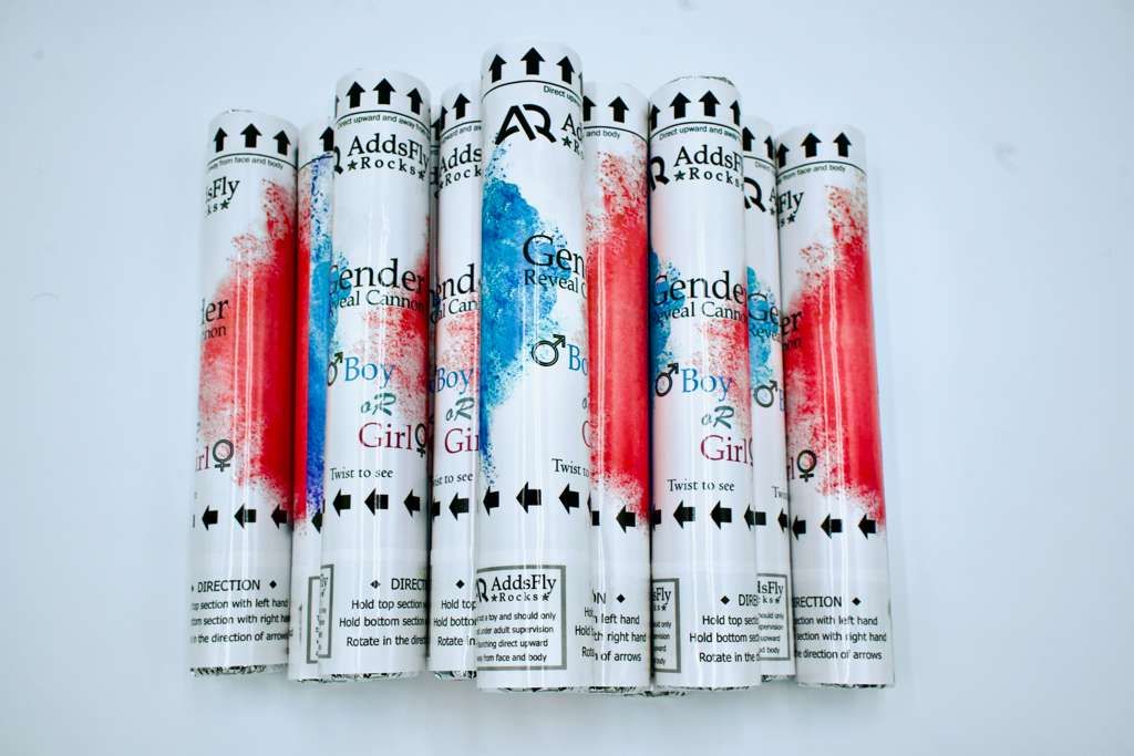 Party Poppers, 12" Air-Powered Celebration Supplies, 12 Blue & 12 Pink, Pack of 24