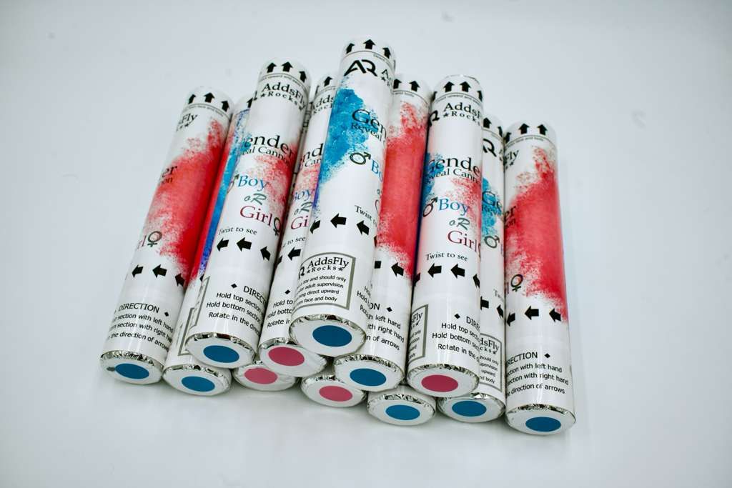 Party Poppers, 12" Air-Powered Celebration Supplies, 8 Blue & 8 Pink, Pack of 16