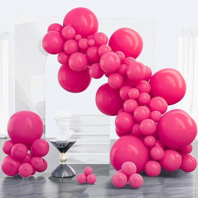 PartyWoo Hot Pink Balloons 100 pcs Different Sizes of 18 12 10 5 Inch Magenta Fuchsia Balloon Arch Kit Garland for Baby Shower Wedding Bridal Shower Anniversary Birthday Party Decorations Pink-Y12