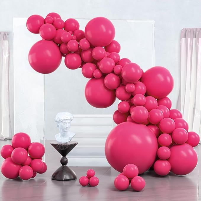 PartyWoo Hot Pink Balloons 100 pcs Different Sizes of 36 18 12 10 5 Inch Magenta Fuchsia Dark Pink Balloon Arch Kit Garland for Valentine's Day Baby Shower Princess Birthday Party Decorations Pink-Y12
