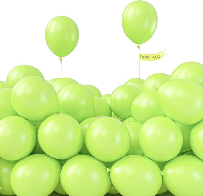PartyWoo Lime Green Balloons 100pcs 5 Inch Light Green Latex Helium Balloons for Graduation Wedding Baby Shower Anniversary Birthday Dinosaur Jungle Golf Football Theme Party Decorations Green-Y6