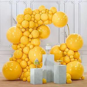 PartyWoo Mustard Yellow Balloons 100pcs Different Sizes of 18 12 10 5 Inch Yellow Fall Balloon Arch Kit for Birthday Engagement Baby Shower Bee Sunflower Little Cutie Party Decorations Yellow-Y10