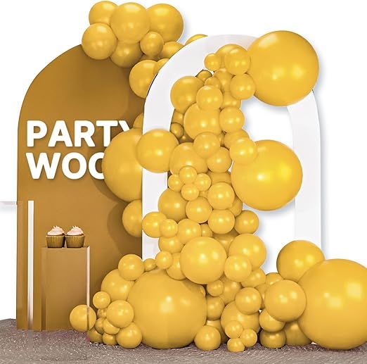 PartyWoo Mustard Yellow Balloons 120pcs Different Sizes of 18 12 10 5 Inch Boho Netural Fall Balloon Arch Kit for Birthday Baby Shower Sunflower Little Cutie Thanksgiving Party Decorations Yellow-F57