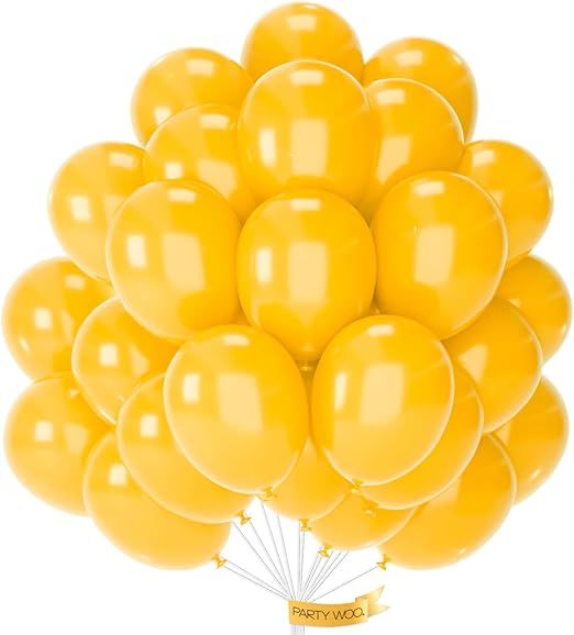 PartyWoo Mustard Yellow Balloons 50pcs 12 Inch Yellow Fall Balloons for Birthday Graduation Gender Reveal Engagement Baby Shower Bee Summer Sunflower Little Cutie Lemon Party Decorations Yellow-Y10