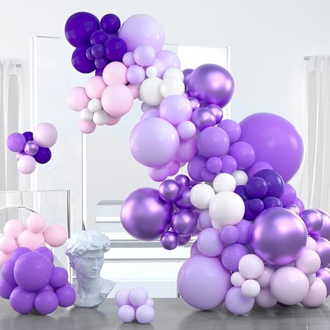 PartyWoo Purple Balloon Garland, 100 pcs Shades of Purple Balloons Different Sizes Pack of 36 Inch 18 Inch 12 Inch 10 Inch 5 Inch for Balloon Garland Arch as Party Decorations, Birthday Decorations