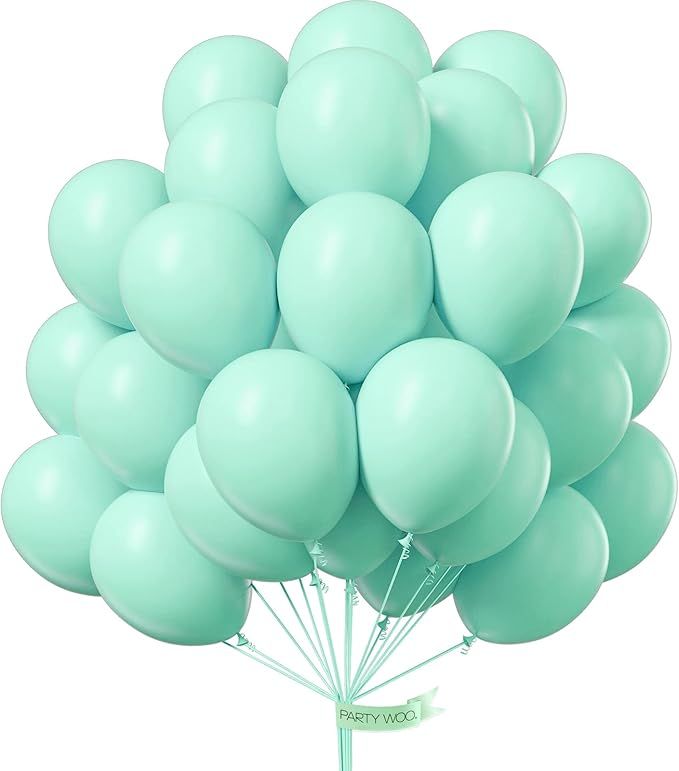 PartyWoo Teal Balloons 50 pcs 12 Inch Pastel Teal Turquoise Peppermint Mint Balloons for Graduation Gender Reveal Baby Shower Wedding Anniversary Birthday Party Decorations Mint-Q03