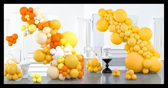 PartyWoo Yellow Balloon Garland 100 pcs and PartyWoo Orange Balloons 100 pcs
