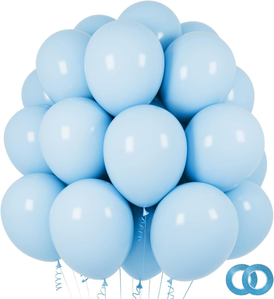Pastel Blue Latex Balloons 100 Pack 12 inch Light Blue Party Balloons Round Helium Baby Blue Balloons for Baby Shower Boys Birthday Gender Reveal Party Decoration