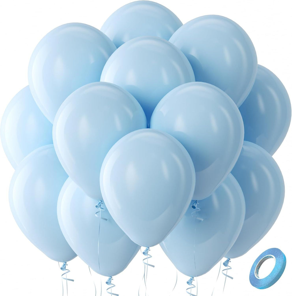 Pastel Blue Latex Party Balloons - 100 Pack 12 inch Round Helium Light Blue Bridal Blue Balloons for Wedding Bridal Shower Gender Reveal Birthday Party Decoration