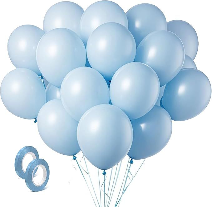 Pastel Blue Latex Party Balloons 100 Pack 12 inch Round Light Blue Balloons for Wedding Baby Shower Gender Reveal Birthday Party Decoration