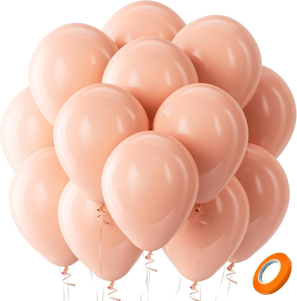 Pastel Orange Latex Party Balloons - 100 Pack 12 inch Round Helium Light Orange Peach Balloons for Bridal Shower Wedding Birthday Party Decorations
