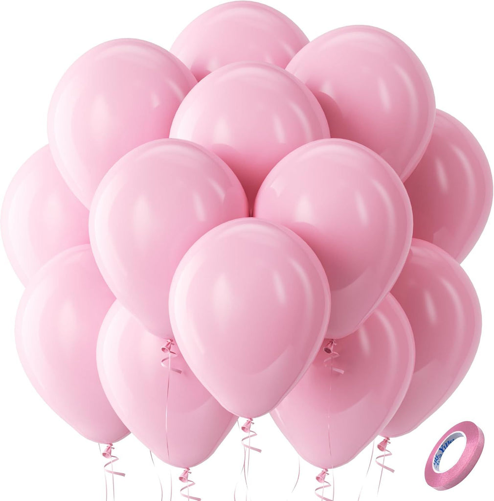 Pastel Pink Latex Party Balloons - 100 Pack 12 inch Round Helium Light Pink Bridal Pink Balloons for Wedding Bridal Shower Gender Reveal Birthday Party Decoration