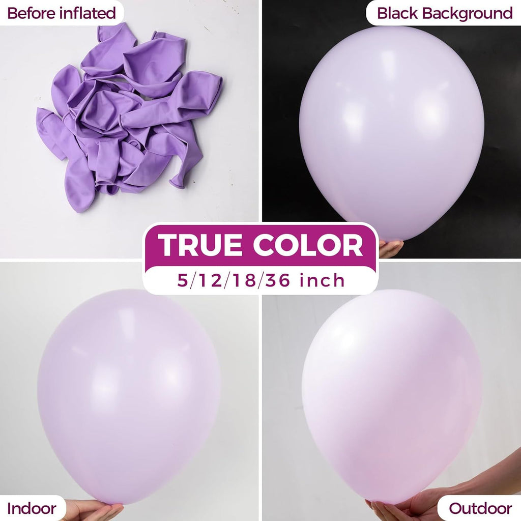 Pastel Purple Latex Party Balloons - 100 Pack 12 inch Round Helium Lavender Light Purple Lilac Balloons for Wedding Bridal Shower Birthday Party Decorations