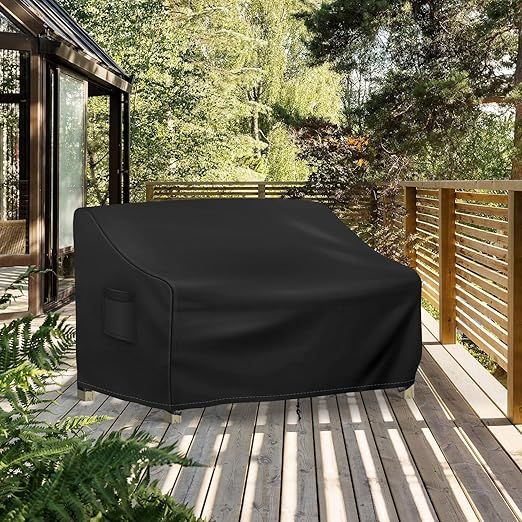 Patio Loveseat Cover Waterproof, 2-Seater Outdoor loveseat Cover, Patio Furniture Covers with Air Vent and Handles, 54W x 37D x 35H Inches, Black