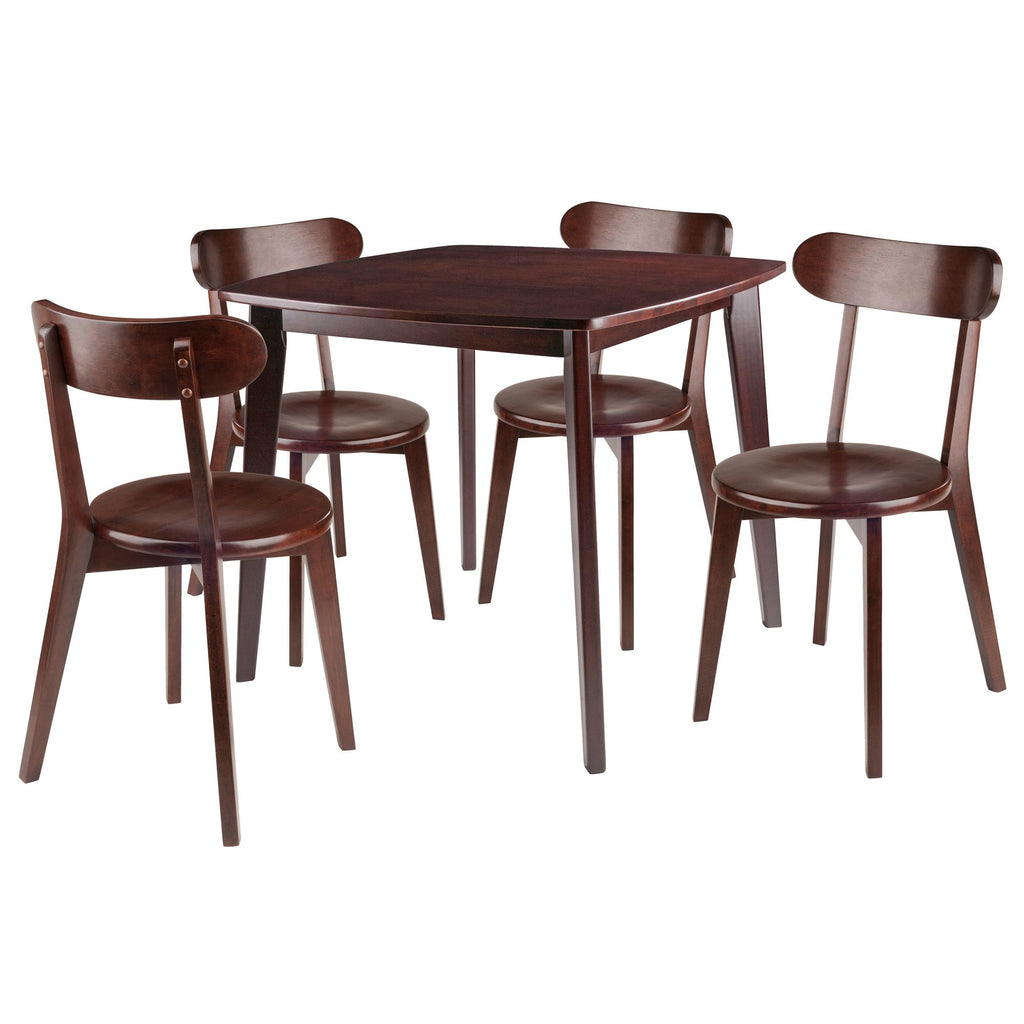 Pauline 5-Pc Dining Table with H-Leg Chairs; Walnut