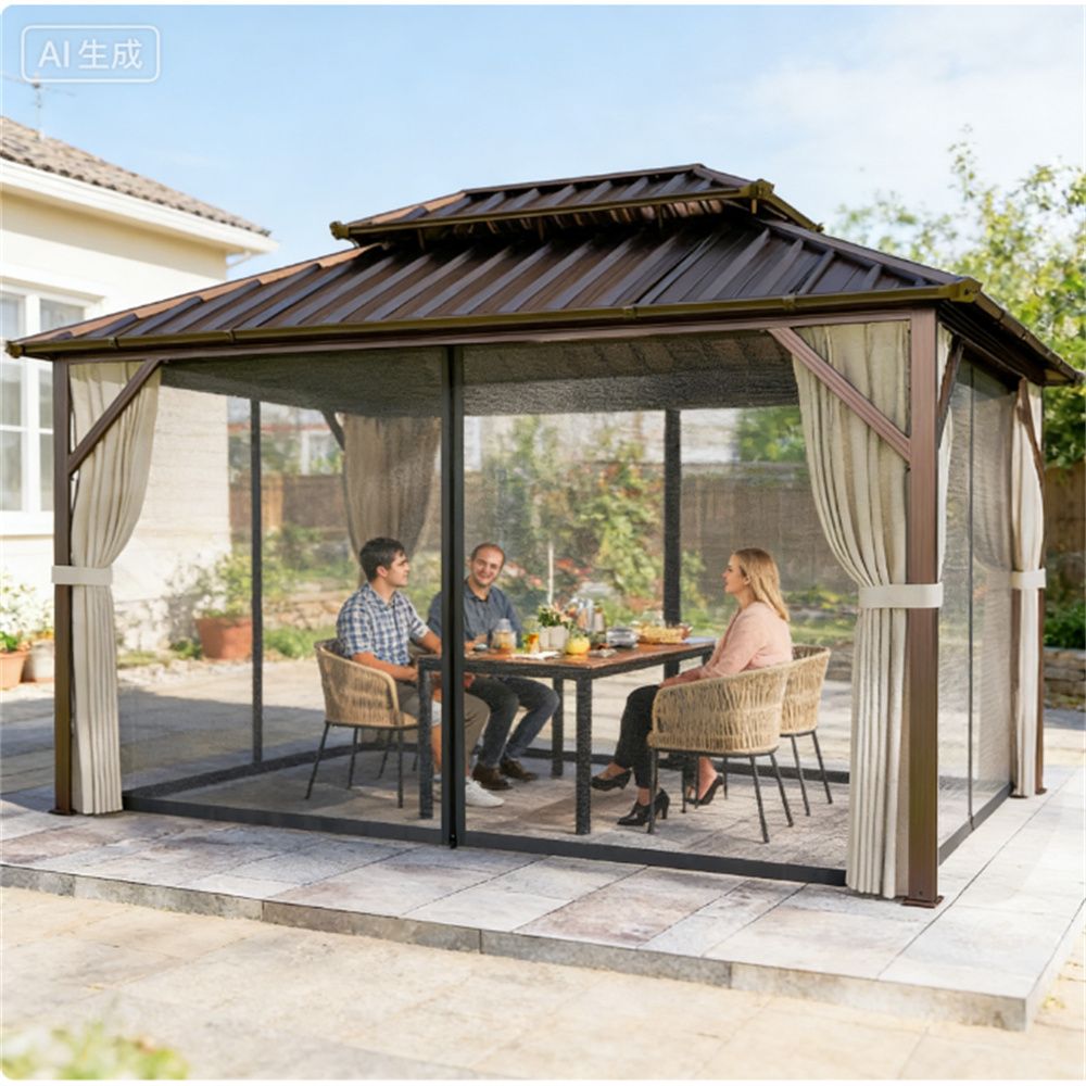 Pavilions, canopies, sunshades, brown