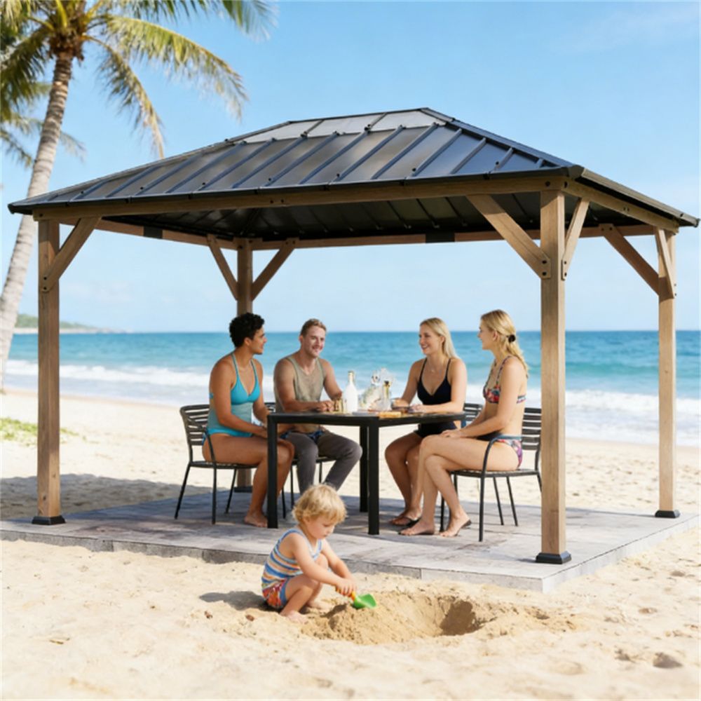 Pavilions, sunshades, suitable for gardens, beaches, light walnut wood