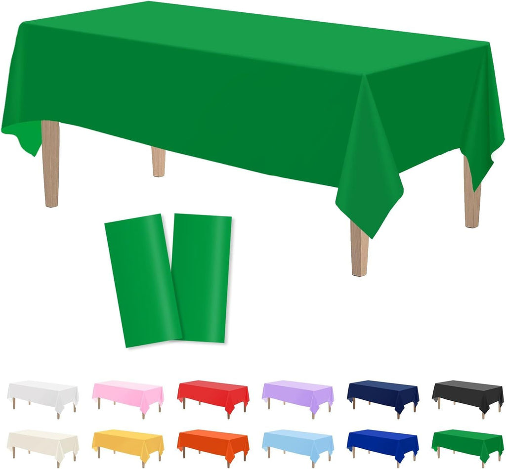 PCS Green Plastic Tablecloths 54 x 108 Inch, Disposable Table Cloths Rectangle Party Table Covers