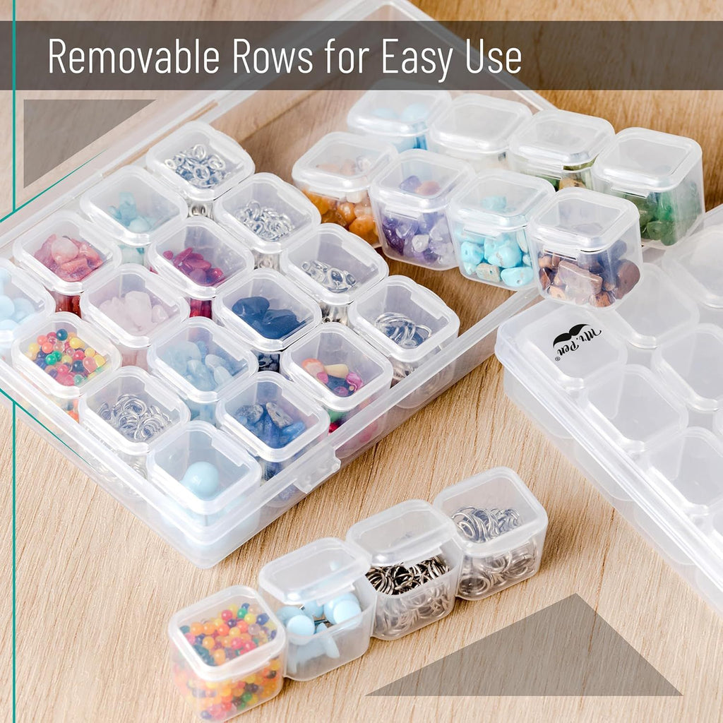 Pen-28 Grids 2 Pack, Bead Storage Containers with 160pcs Label Stickers