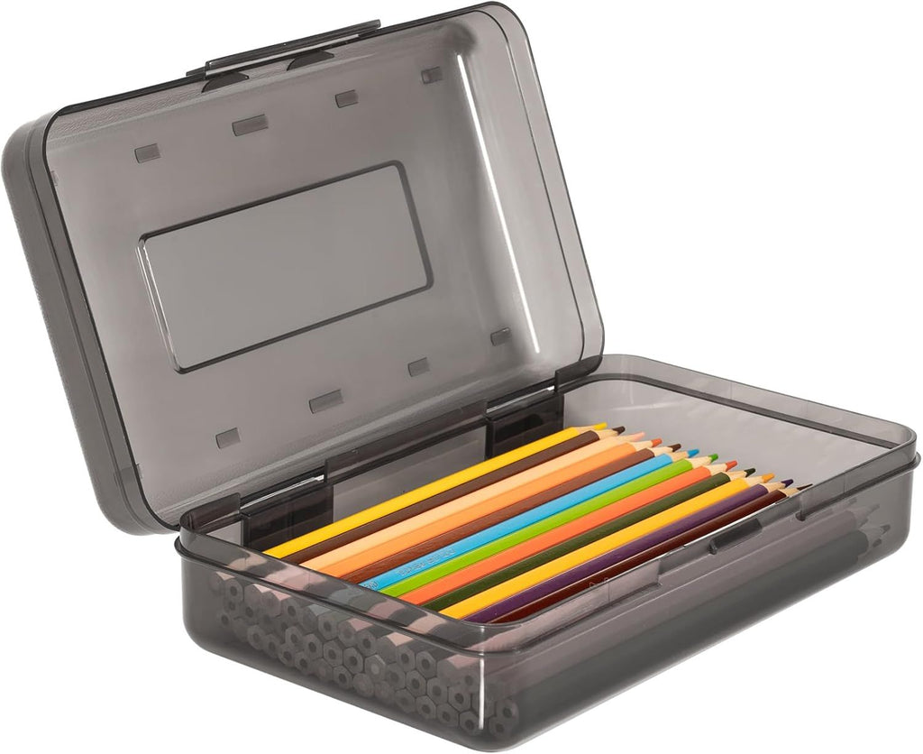 Pencil Box, Large Capacity Pencil Case, Plastic Pencil Boxs for Kids Girls Boys Adults, Hard Crayon Box Storage with Snap-Tight Lid for School Office Supplies Green PB36