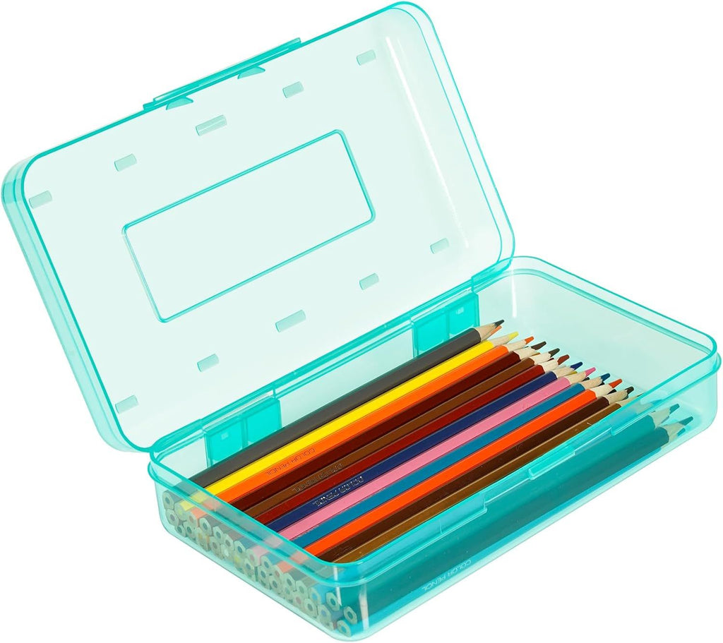 Pencil Box, Large Capacity Pencil Case, Plastic Pencil Boxs for Kids Girls Boys Adults, Hard Crayon Box Storage with Snap-Tight Lid for School Office Supplies Green PB36